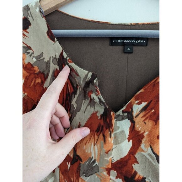 Chris McLaughlin Floral Short Sleeve Mesh Handkerchief Hem Dress Size 4 - Picture 10 of 10